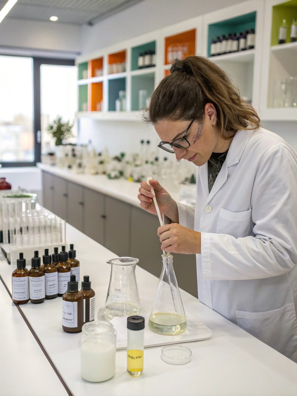 MY HAIR LAB formulation lab space and cosmetic development team at work