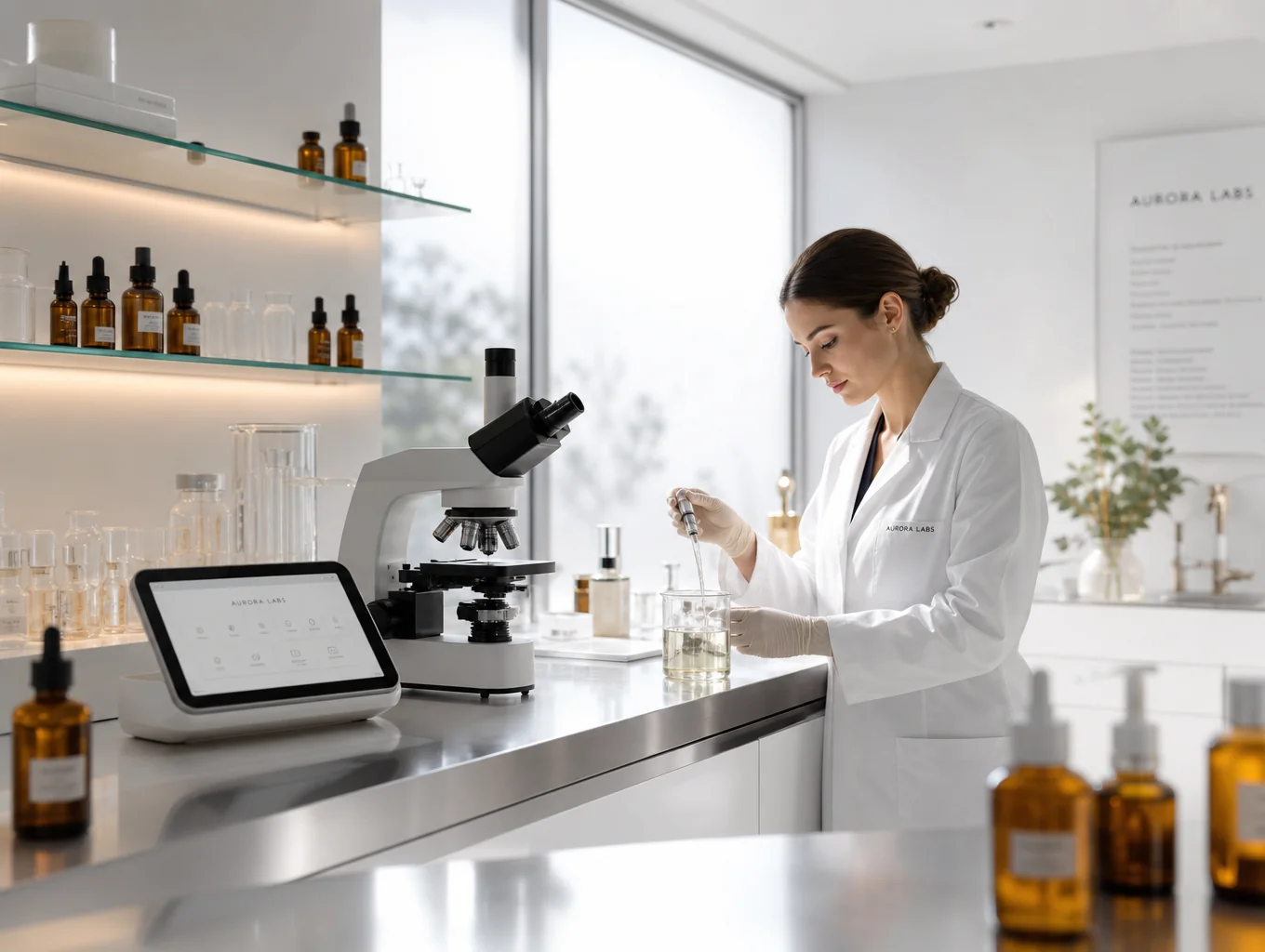 Architectural salon lab formulation counter