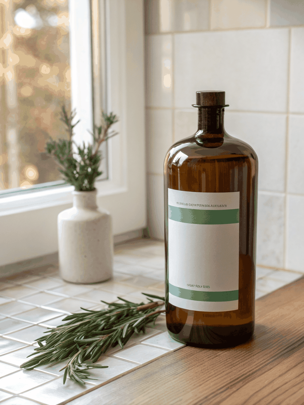 Hydrating repair shampoo bottle on dark stone surface