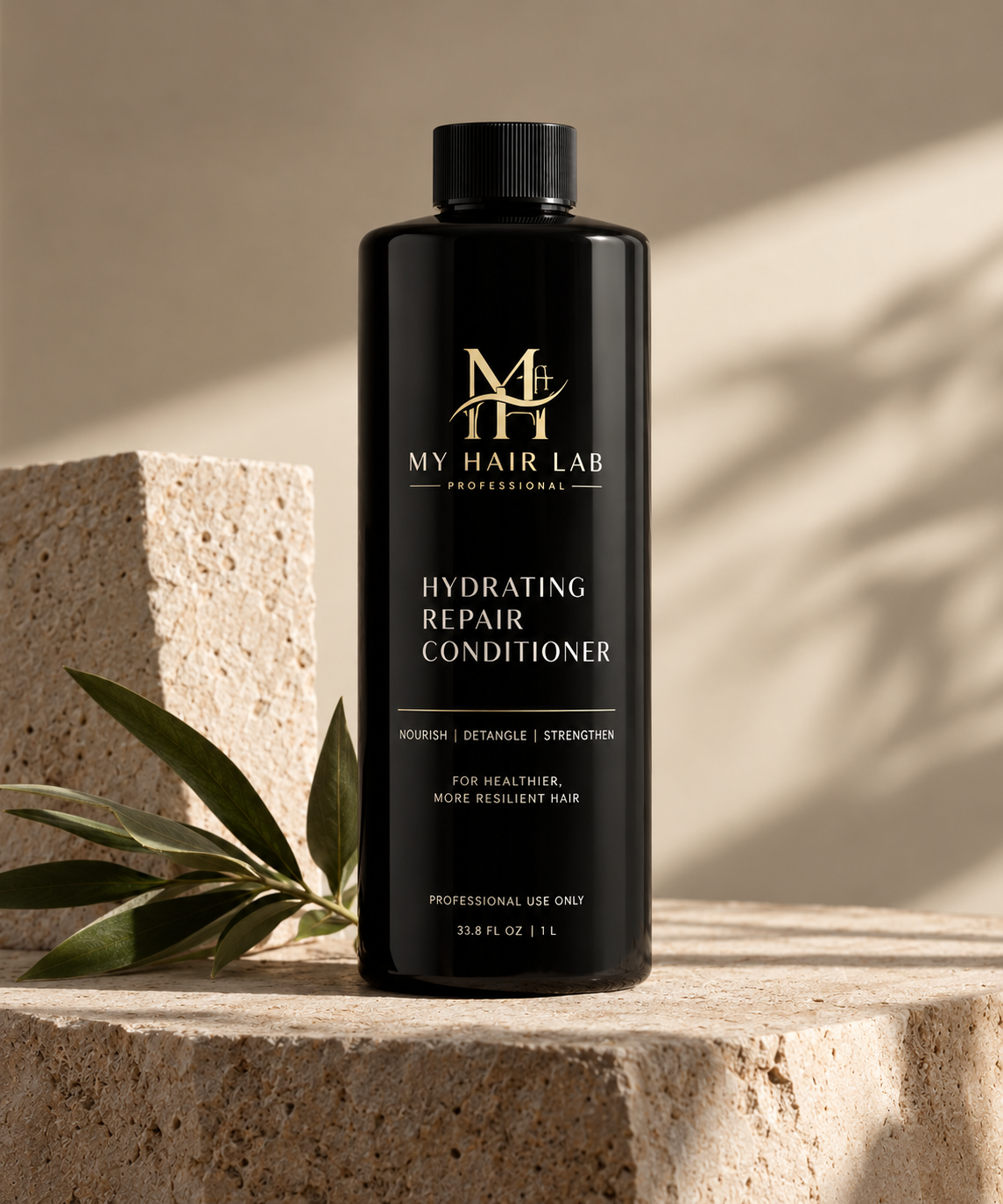 Hydrating repair conditioner pump bottle in showroom lighting